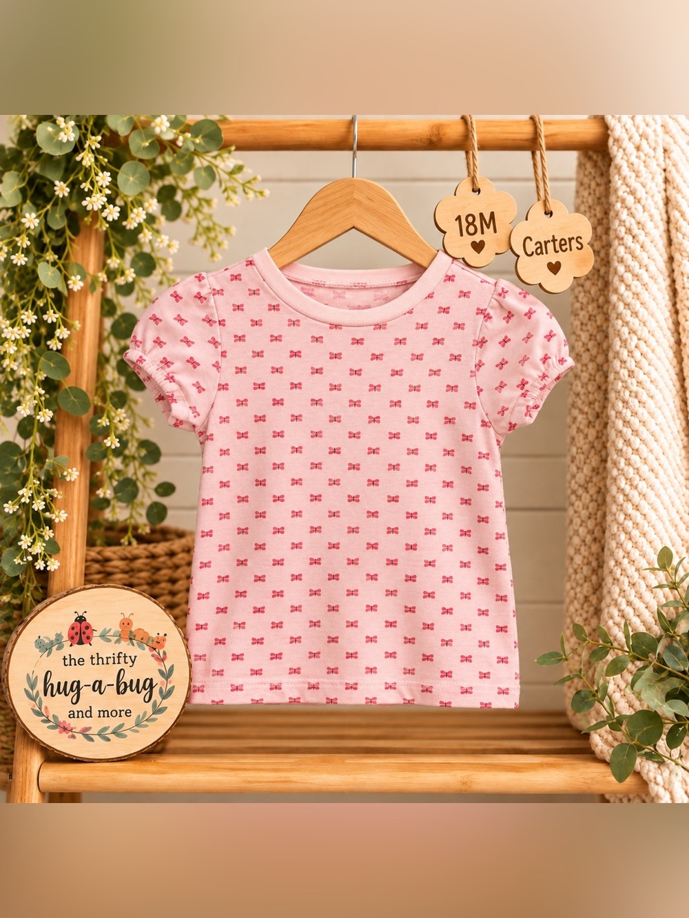 Carter’s Girls Pink Bow Print T-Shirt 🎀 | 18M